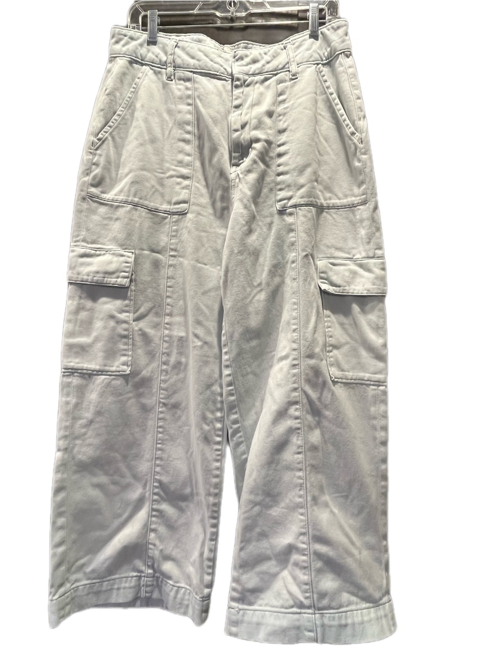 Fat Face Sage Green 100% Cotton Wide Leg Utility Trouser Jean High Rise Size 14R